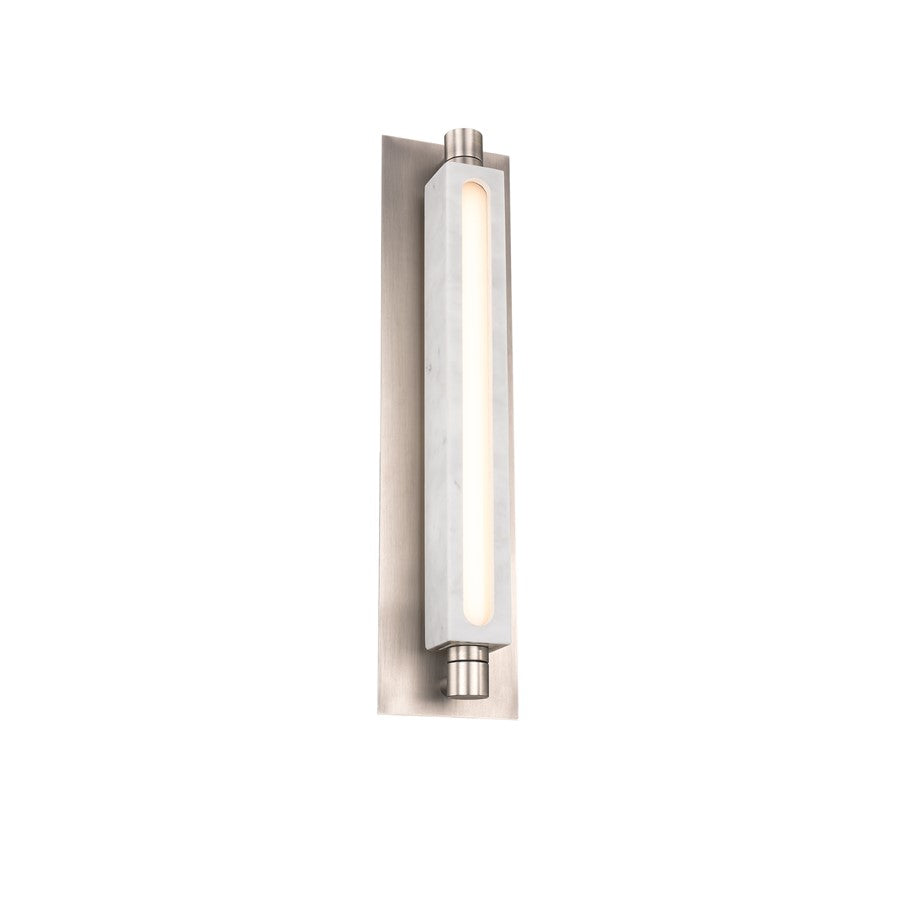 Modern Forms Stanchion 24" LED Wall Sconce, WH Marble/NK/Opal - WS-72524-WT-BN