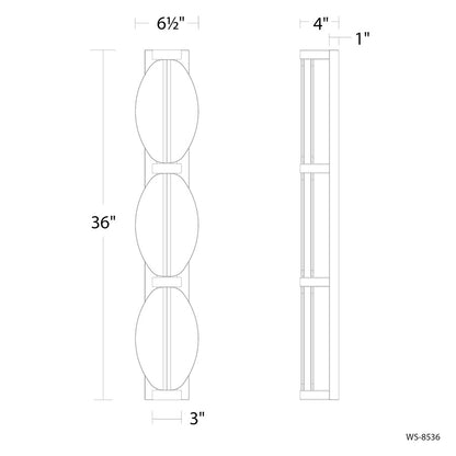 Modern Forms Deco 3Lt 36" LED Bath/Wall Light, 3000K, Nickel/Clear