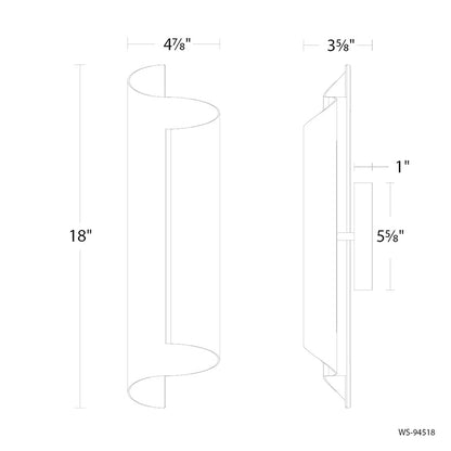 Modern Forms Pirouette 1Lt 18" LED Wall Sconce, 3500K, Black