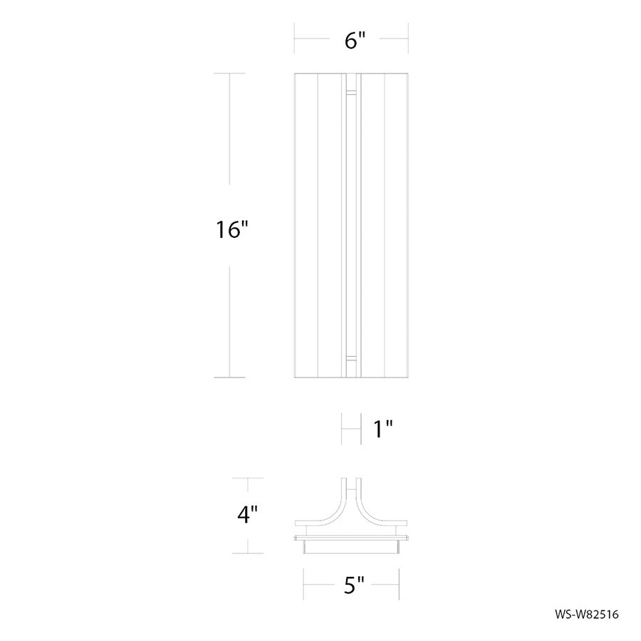 Modern Forms Strait 1Lt 16" LED Outdoor Wall Light, Black