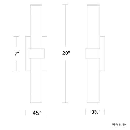 Modern Forms Quincy 2Lt 20" LED Outdoor Wall Light, Black