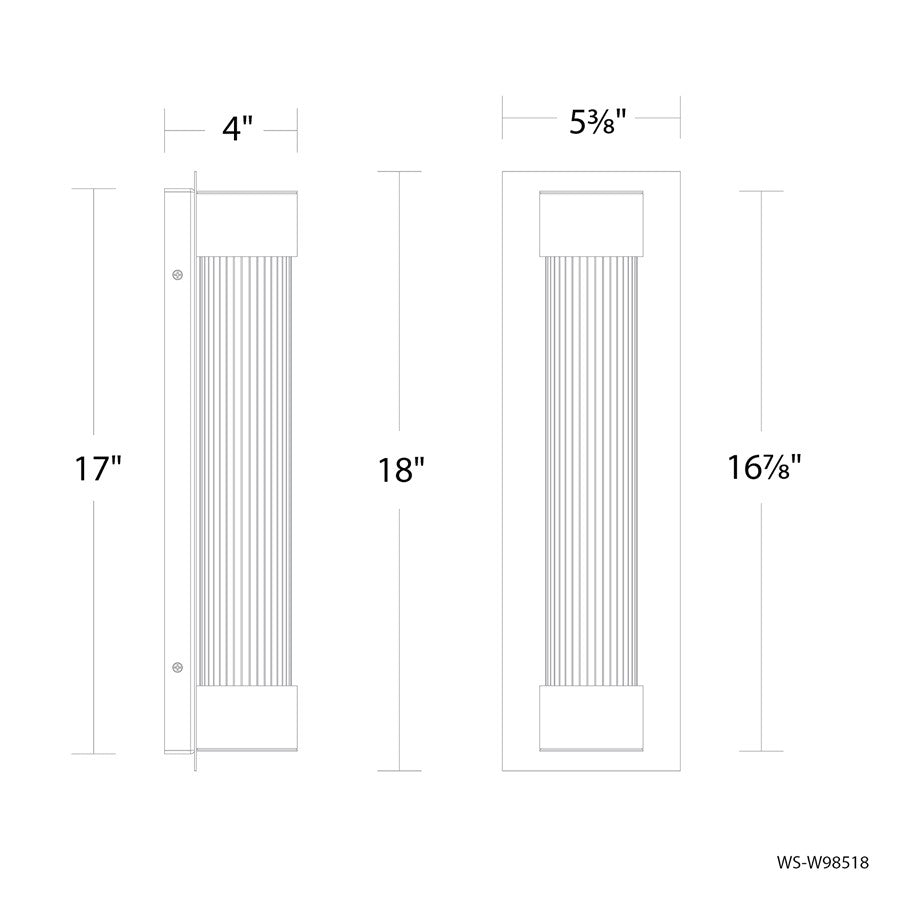 Modern Forms Chyzel 18" LED Outdoor Wall Light, Black/Clear/Frost