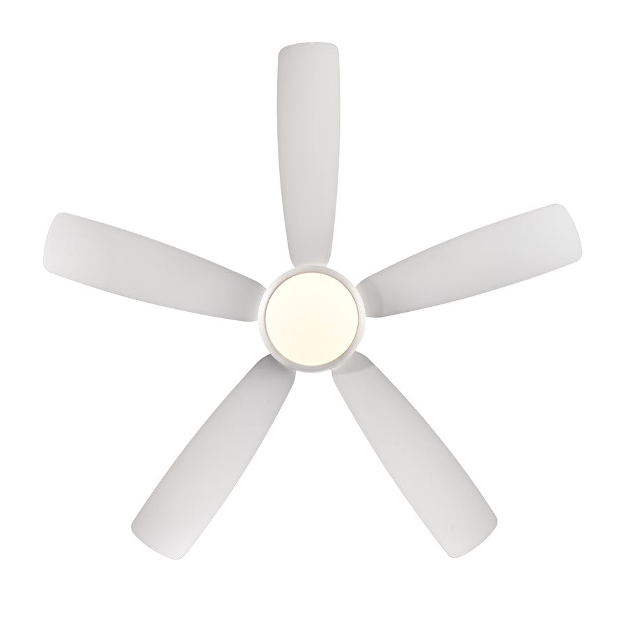 RP Lighting Airstra 5Bld 52" LED Ceiling Fan, Mat. White/Etched