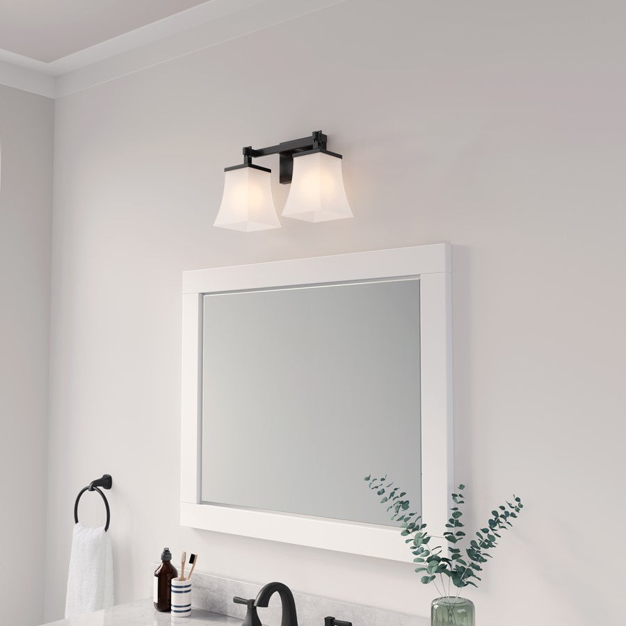 Millennium Lighting Sonorra 2Lt Vanity, Black/Opal White