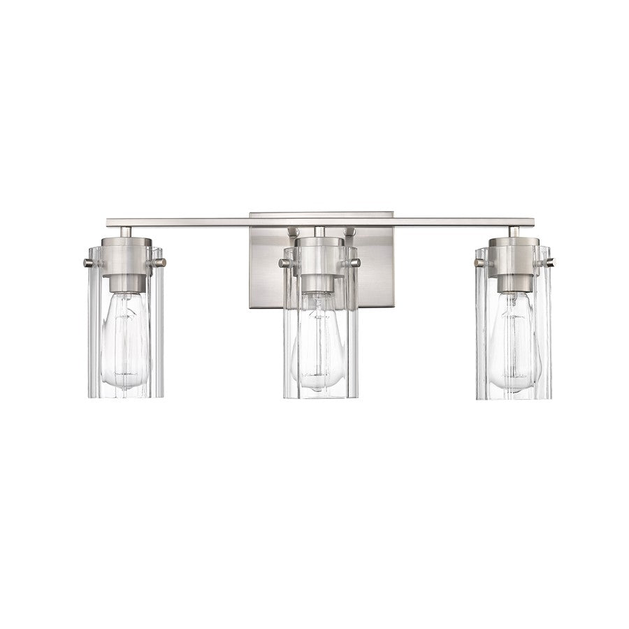 Millennium Lighting Serena 3Lt Vanity, Brushed Nickel/Clear Ribbed - 10303-BN