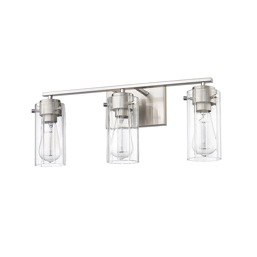Millennium Lighting Serena 3Lt Vanity, Brushed Nickel/Clear Ribbed