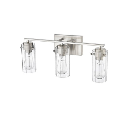 Millennium Lighting Serena 3Lt Vanity, Brushed Nickel/Clear Ribbed