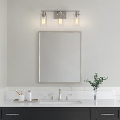 Millennium Lighting Serena 3Lt Vanity, Brushed Nickel/Clear Ribbed