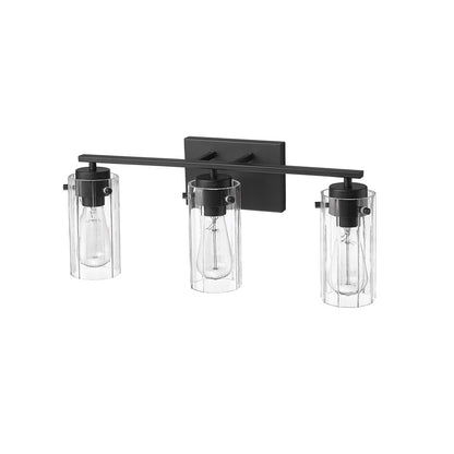 Millennium Lighting Serena 3Lt Vanity, Black/Clear Ribbed