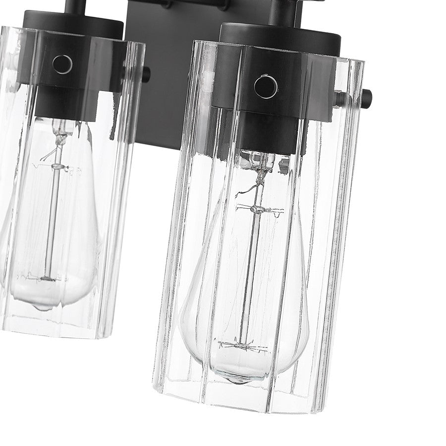 Millennium Lighting Serena 3Lt Vanity, Black/Clear Ribbed