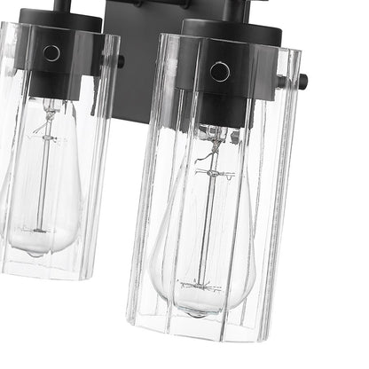 Millennium Lighting Serena 3Lt Vanity, Black/Clear Ribbed