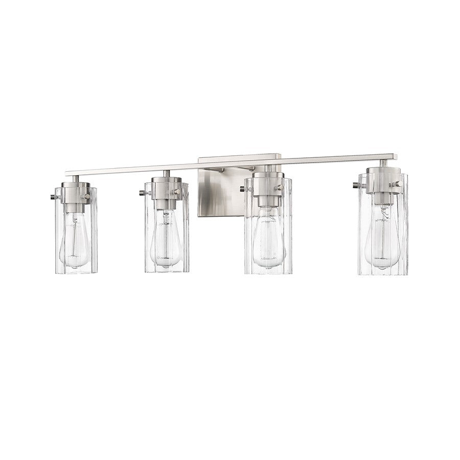 Millennium Lighting Serena 4Lt Vanity, Brushed Nickel/Clear Ribbed