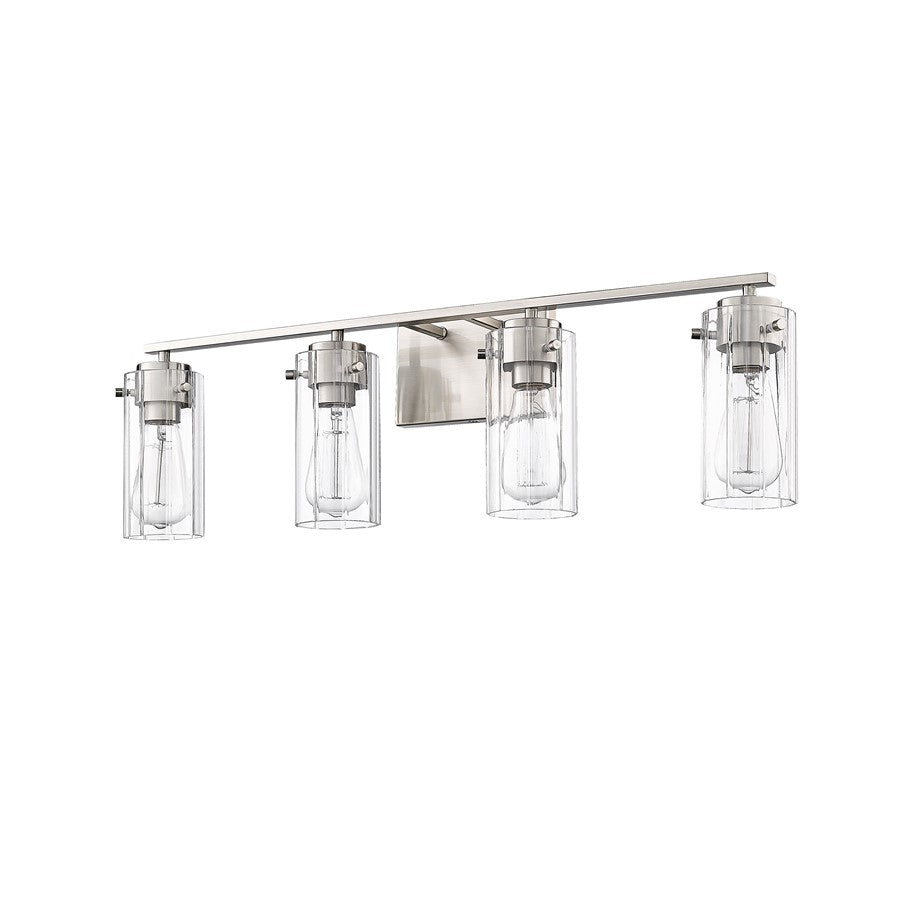 Millennium Lighting Serena 4Lt Vanity, Brushed Nickel/Clear Ribbed