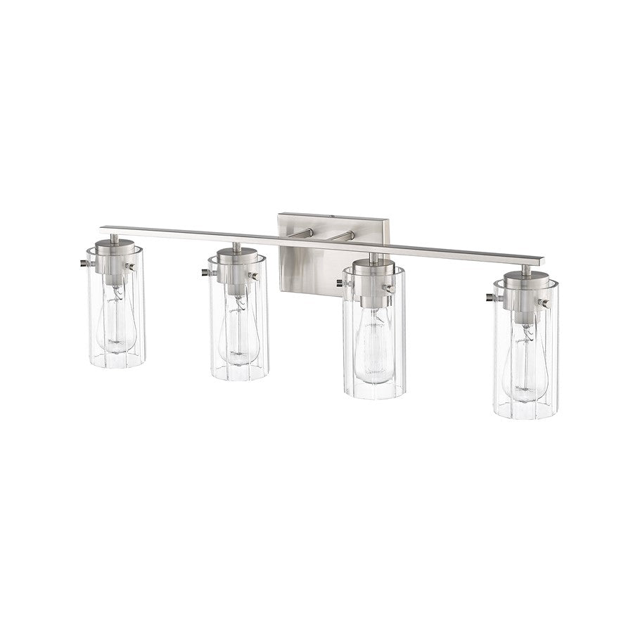 Millennium Lighting Serena 4Lt Vanity, Brushed Nickel/Clear Ribbed