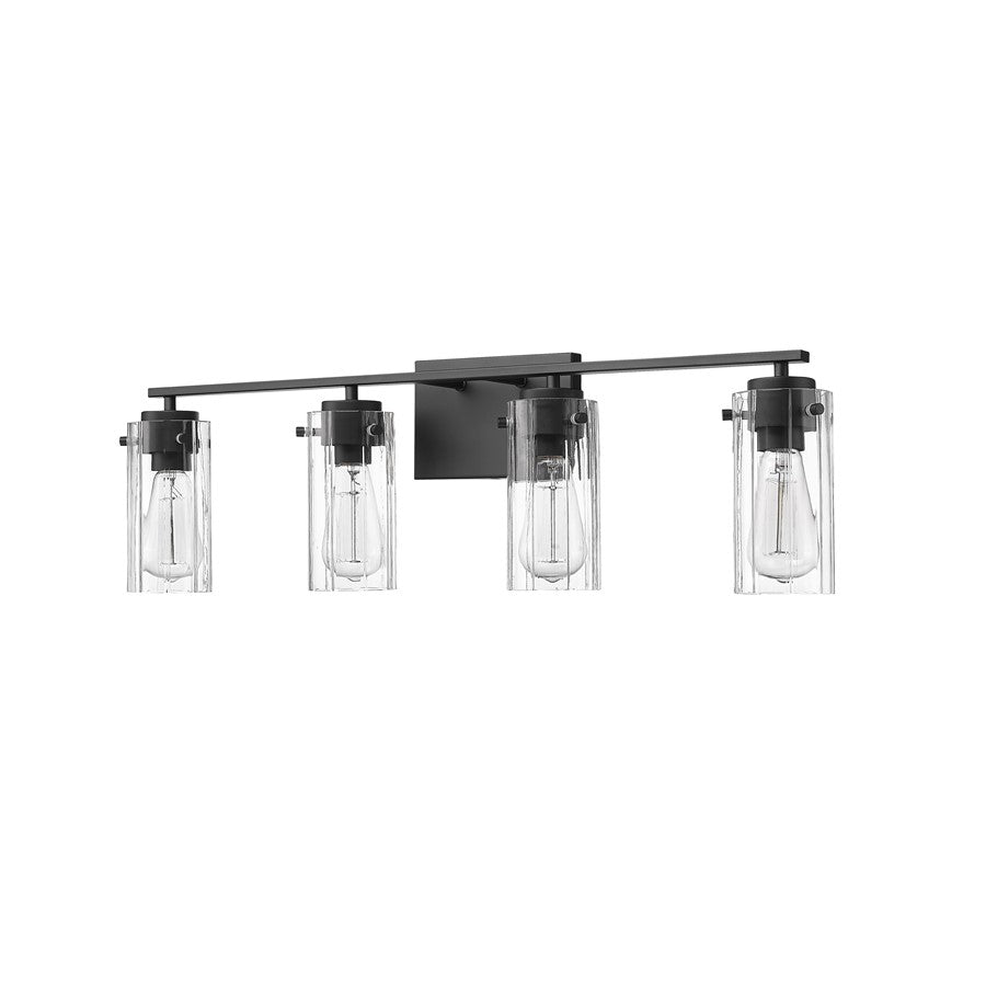 Millennium Lighting Serena 4Lt Vanity, Black/Clear Ribbed