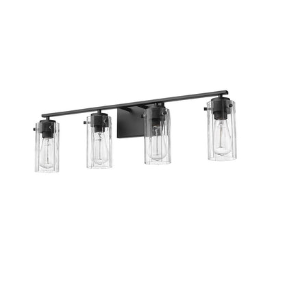 Millennium Lighting Serena 4Lt Vanity, Black/Clear Ribbed