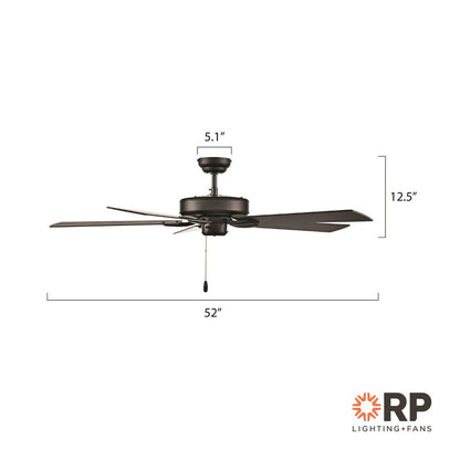 RP Lighting Brisden 5Bld 52" Ceiling Fan, Matte Black