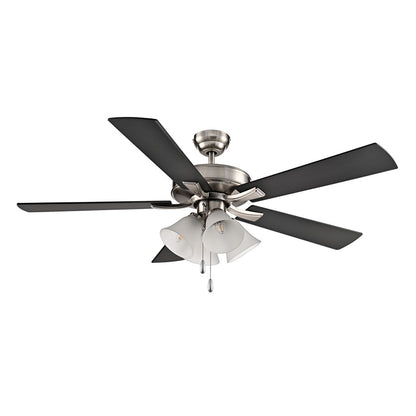 RP Lighting Calivane 5Bld 52" LED Ceiling Fan, Brushed Nkl/Etched - 1033BN-BN-L