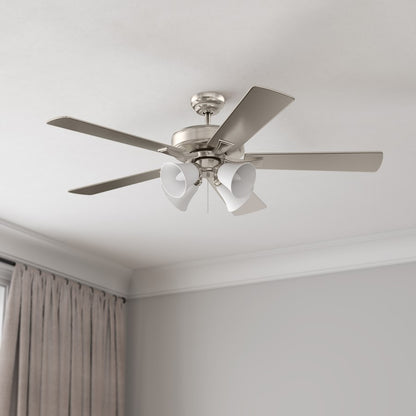 RP Lighting Calivane 5Bld 52" LED Ceiling Fan, Brushed Nkl/Etched