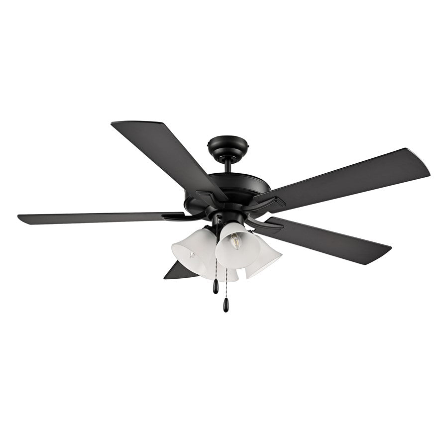 RP Lighting Calivane 5Bld 52" LED Ceiling Fan, Black/Etched - 1033MBK-MBK-L