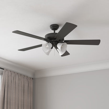 RP Lighting Calivane 5Bld 52" LED Ceiling Fan, Black/Etched