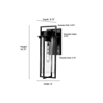 Millennium Lighting Russell 1Lt 8" Outdoor Wall Sconce, Black/Clear