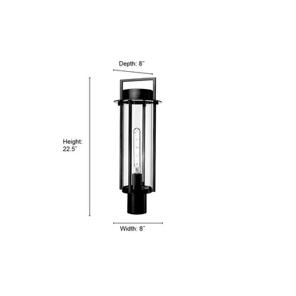 Millennium Lighting Russell 1Lt Outdoor Post Light, Black/Clear