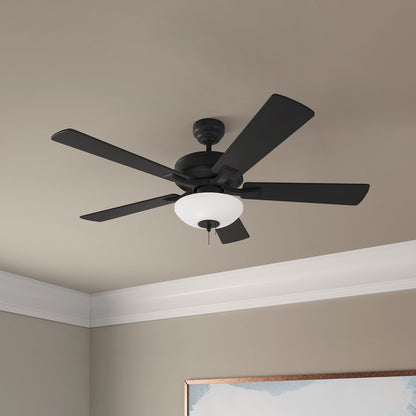 RP Lighting Galeson 5Bld 52" LED Ceiling Fan, Matte Black/Etched
