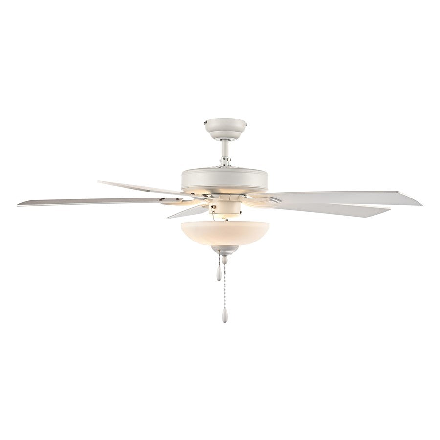 RP Lighting Galeson 5Bld 52" LED Ceiling Fan, Matte White/Etched