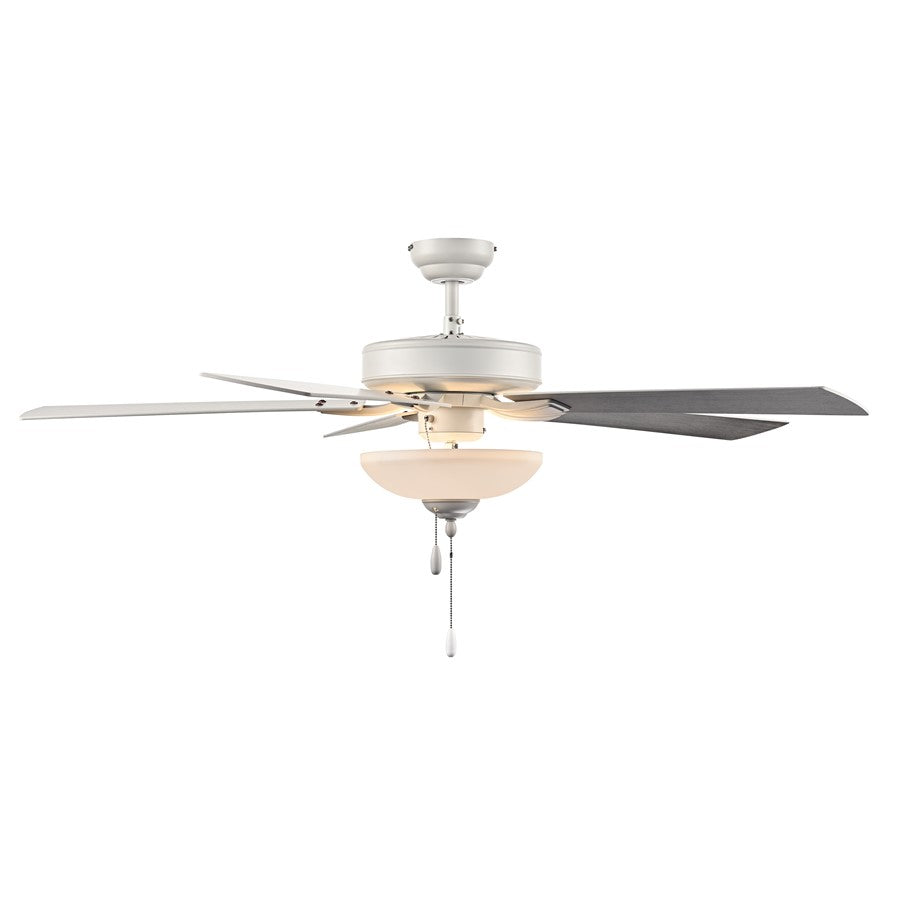 RP Lighting Galeson 5Bld 52" LED Ceiling Fan, Matte White/Etched