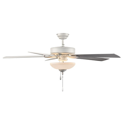 RP Lighting Galeson 5Bld 52" LED Ceiling Fan, Matte White/Etched