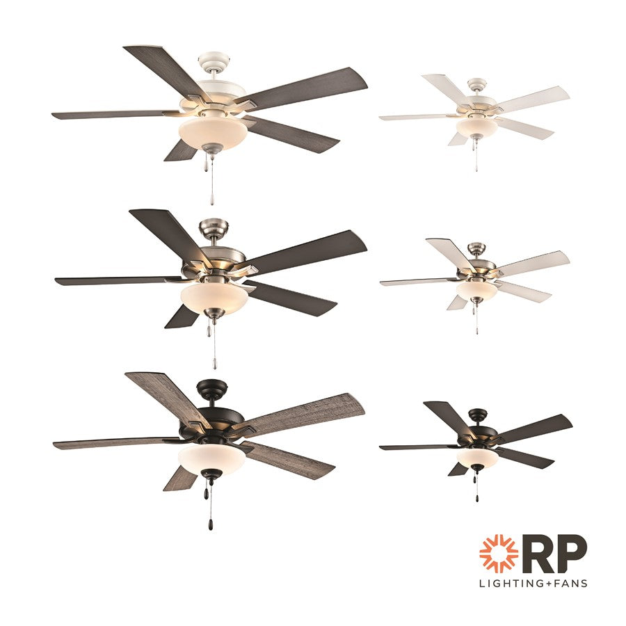 RP Lighting Galeson 5Bld 52" LED Ceiling Fan, Matte White/Etched