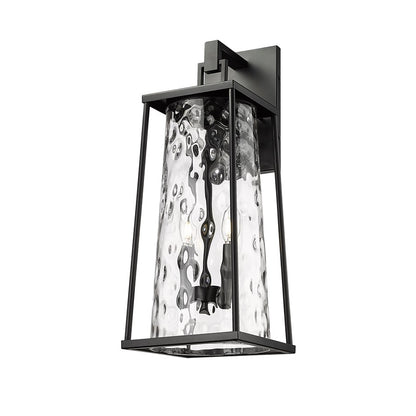 Millennium Lighting Dutton 2Lt Outdoor Wall Sconce, Black/Clear
