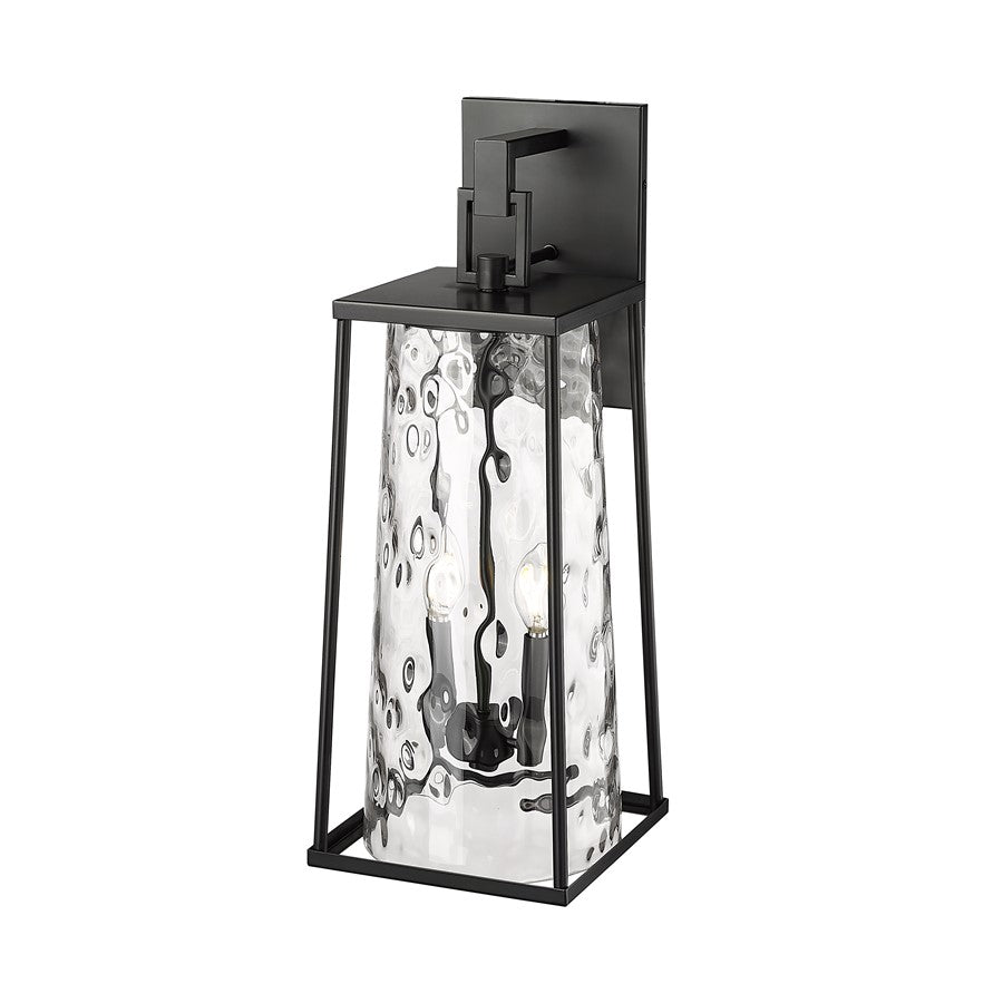 Millennium Lighting Dutton 2Lt Outdoor Wall Sconce, Black/Clear