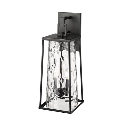 Millennium Lighting Dutton 2Lt Outdoor Wall Sconce, Black/Clear