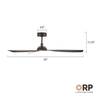 RP Lighting Cirova 3Bld 52" Ceiling Fan, Matte Black