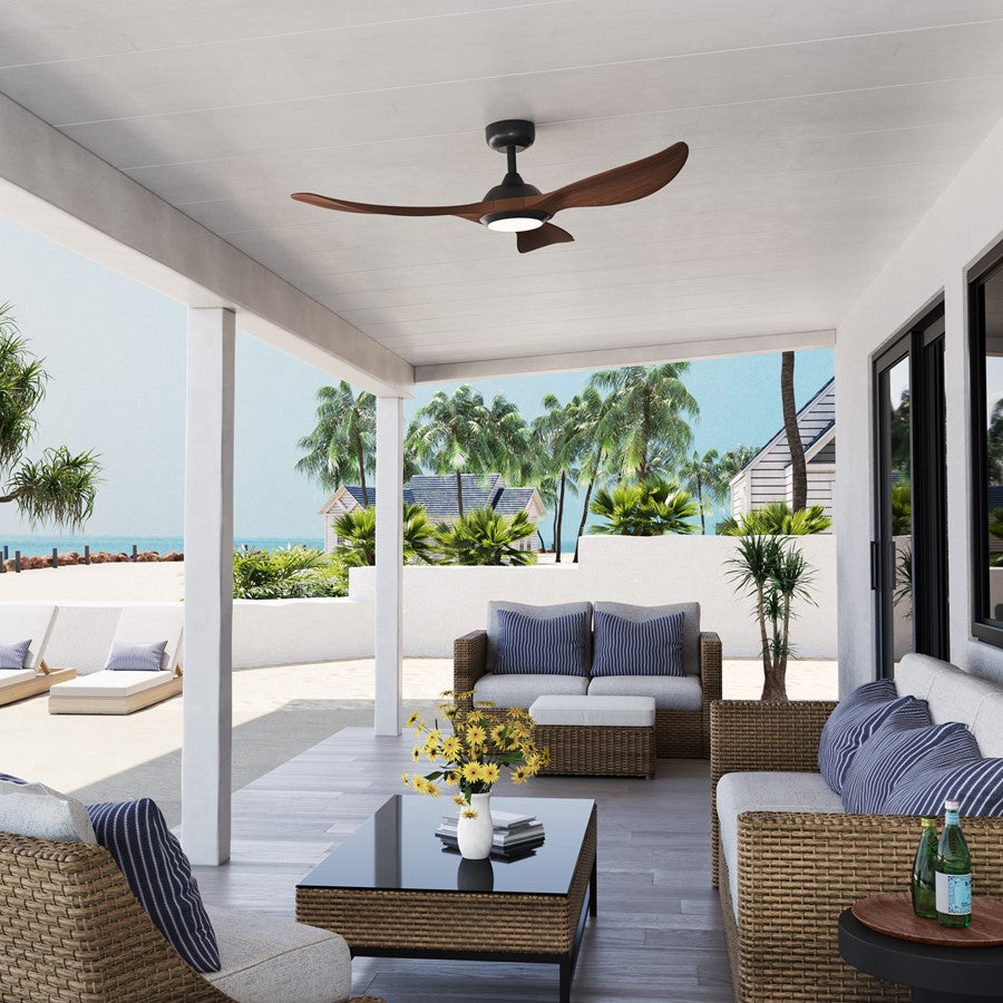 RP Lighting Wynleaf 3Bld 52" LED Ceiling Fan, Koa/Etched