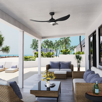 RP Lighting Wynleaf 3Bld 52" LED Ceiling Fan, Blk/Etched