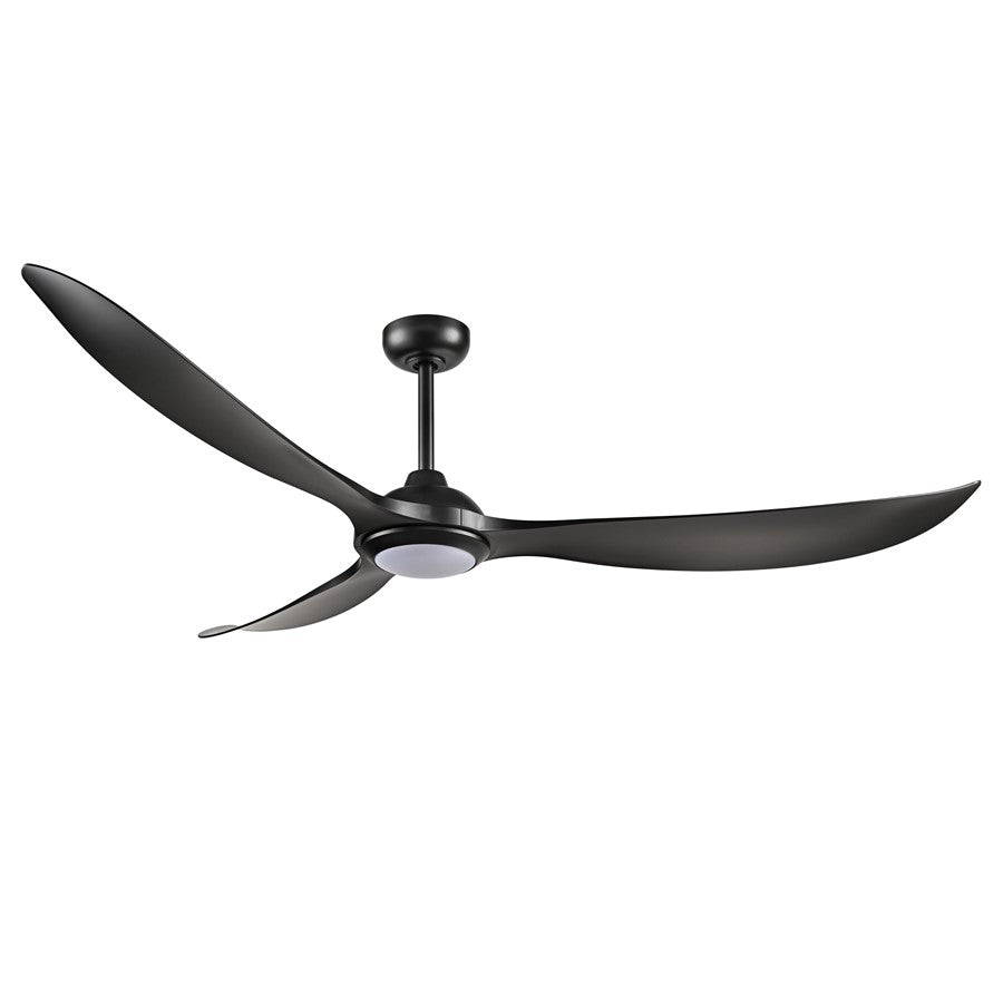 RP Lighting Wynleaf 3Bld 72" LED Ceiling Fan, Blk/Etched - 1087WLED-MBK-MBK