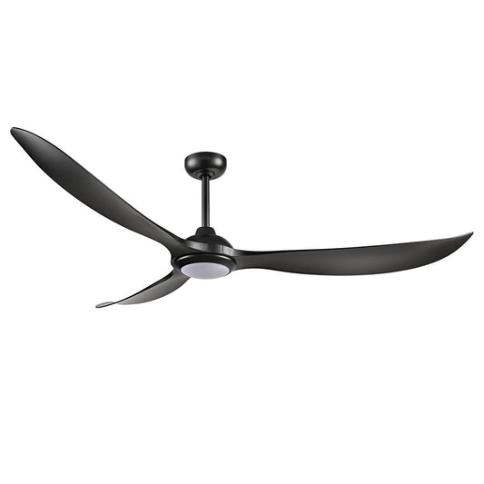 RP Lighting Wynleaf 3Bld 72" LED Ceiling Fan, Blk/Etched - 1087WLED-MBK-MBK