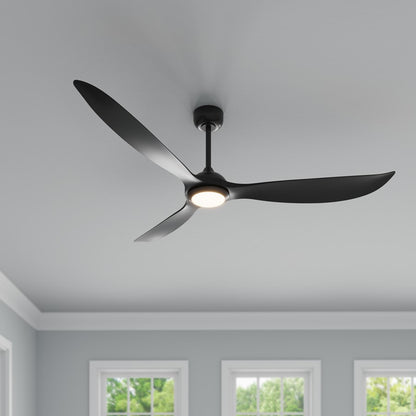 RP Lighting Wynleaf 3Bld 72" LED Ceiling Fan, Blk/Etched