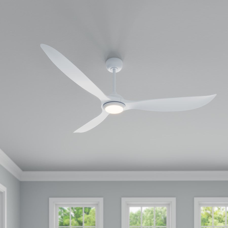 RP Lighting Wynleaf 3Bld 72" LED Ceiling Fan, White/Etched
