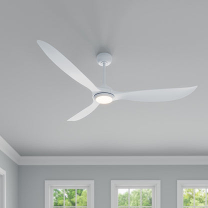 RP Lighting Wynleaf 3Bld 72" LED Ceiling Fan, White/Etched