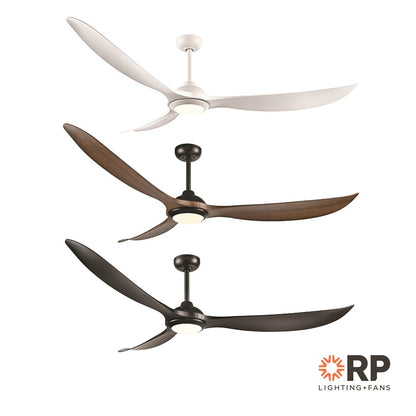 RP Lighting Wynleaf 3Bld 72" LED Ceiling Fan, White/Etched