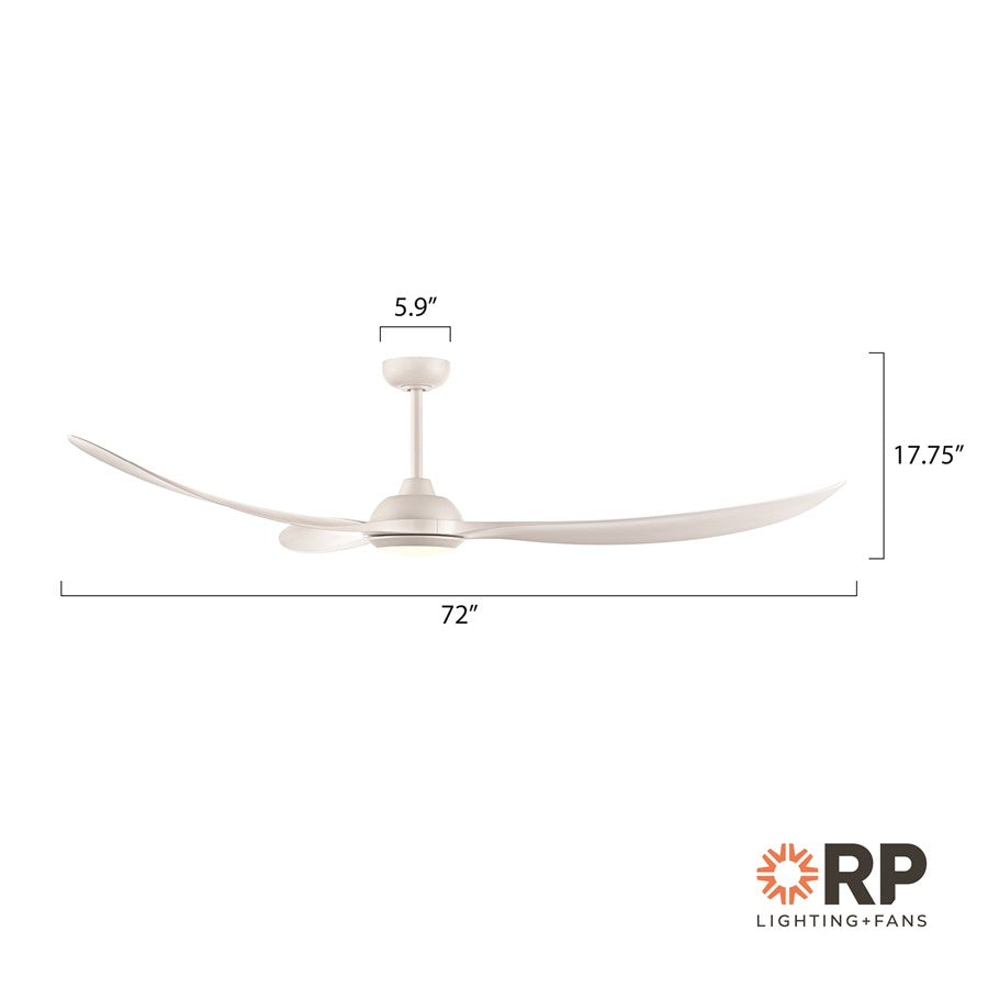 RP Lighting Wynleaf 3Bld 72" LED Ceiling Fan, White/Etched