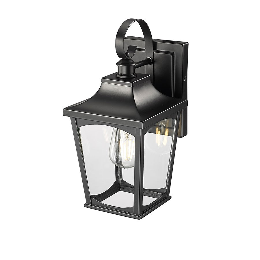 Millennium Lighting Curry 1Lt Outdoor Wall Sconce, Black/Clear