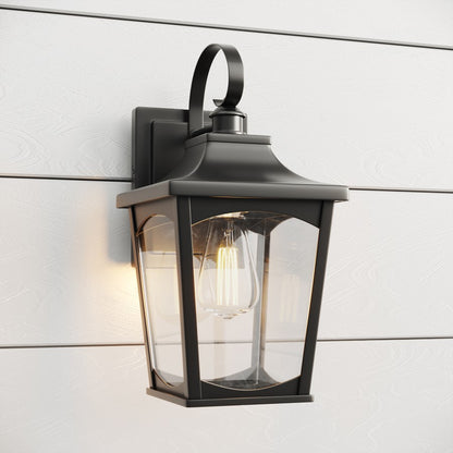 Millennium Lighting Curry 1Lt Outdoor Wall Sconce, Black/Clear
