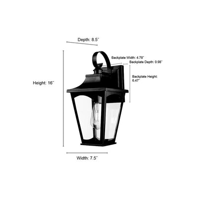 Millennium Lighting Curry 1Lt Outdoor Wall Sconce, Black/Clear
