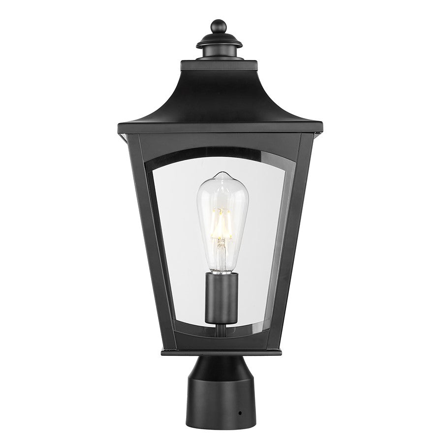 Millennium Lighting Curry 1Lt Outdoor Post Lantern, Black/Clear - 10941-PBK