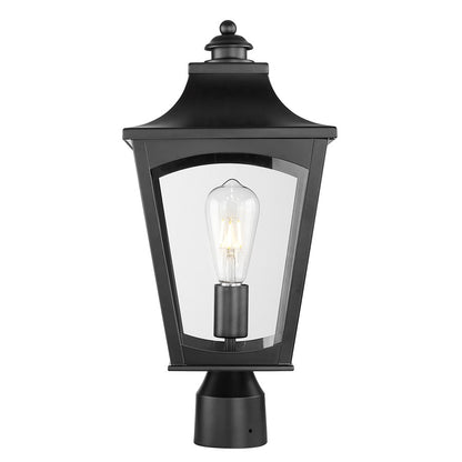 Millennium Lighting Curry 1Lt Outdoor Post Lantern, Black/Clear - 10941-PBK
